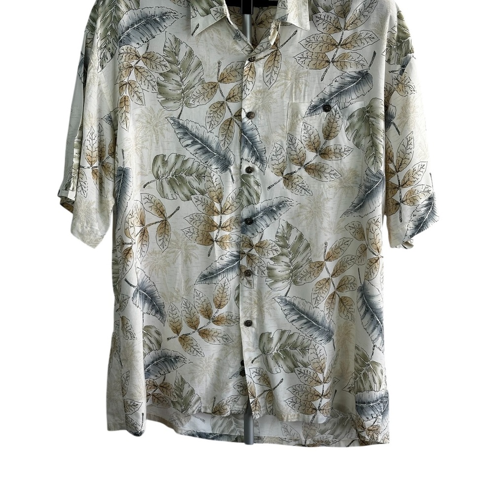 Moda Campia Moda Tropical Leaf Button Up Neutral botanical Print Shirt SZ XL